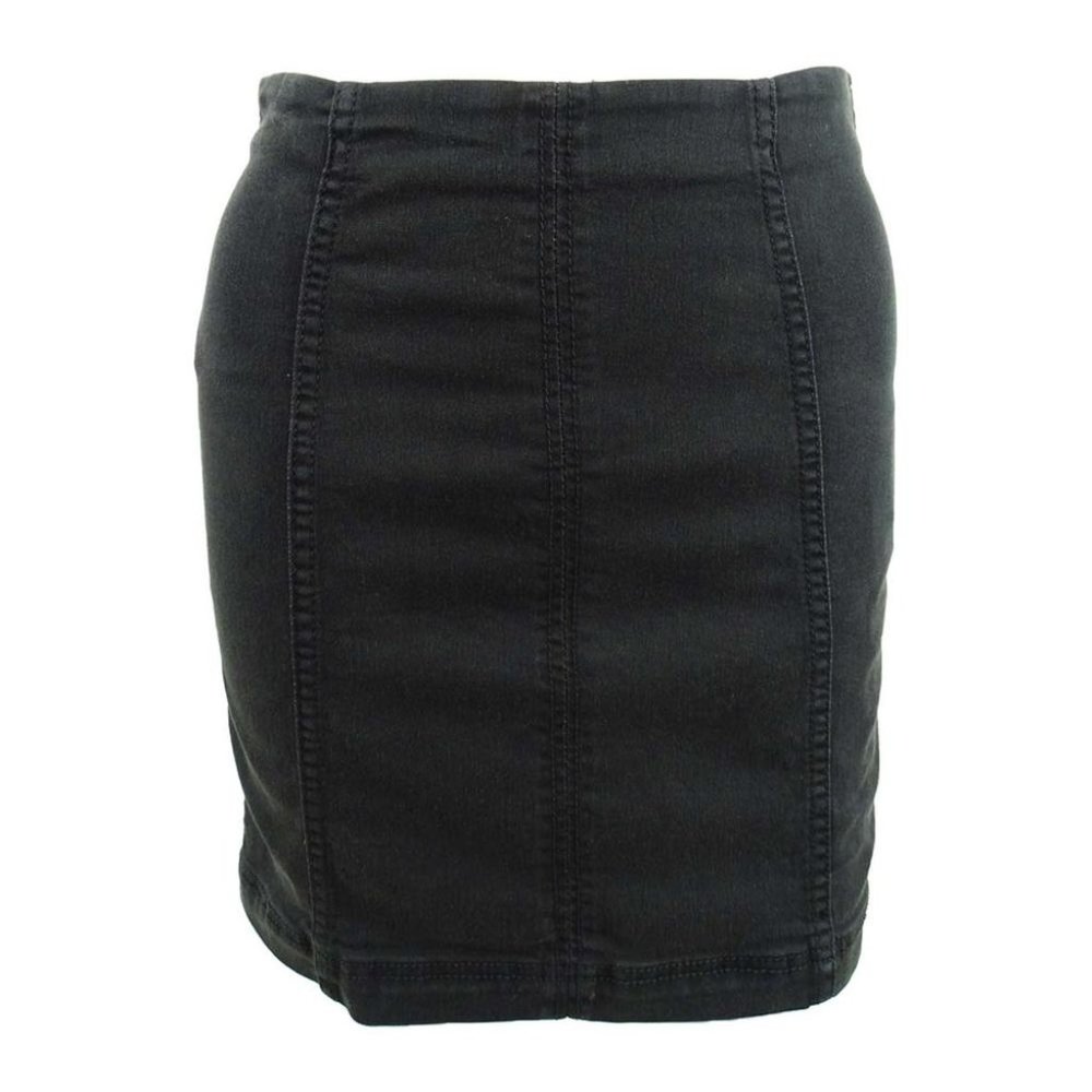Free People Modern Femme Denim Stretch Skirt in Black Size 12 NWT